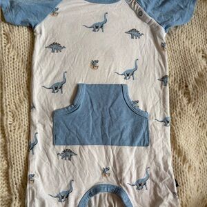 Blue and White Dinosaur Baby Romper